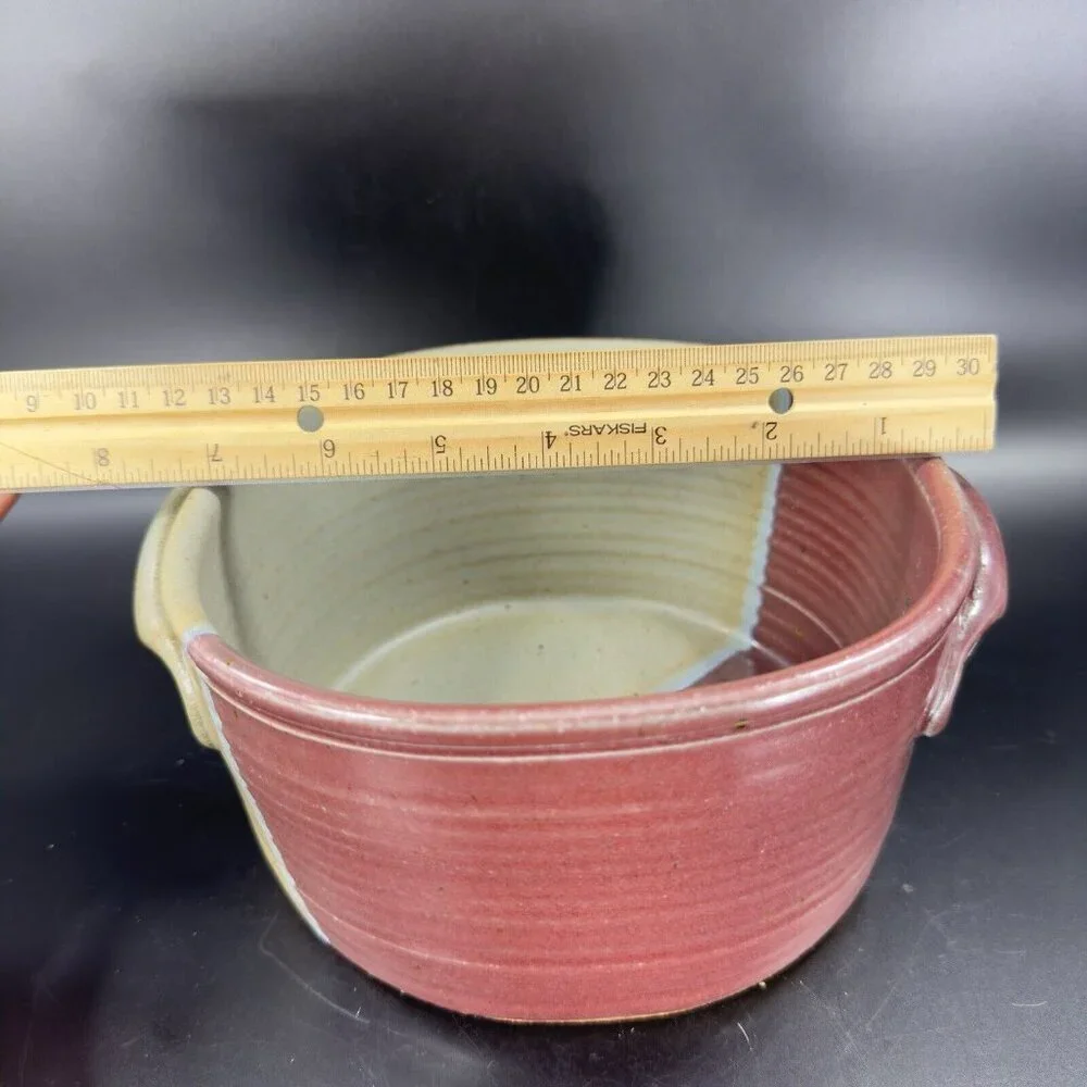 Hand Made Studio Art Pottery Bowl Dish With Handles Signed B‎ Creek Planter Pot
